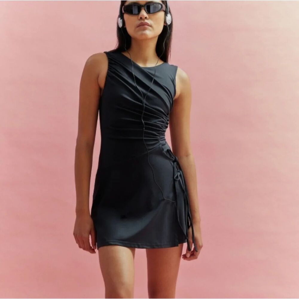 Girlfriend Collective Sasha Ruched Dress - Black L